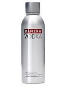 Danzka Vodka literflaske i børstet aluminium med rød skrift