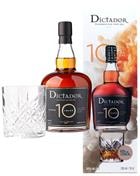 Dictador 10 år rom gavesæt med glas