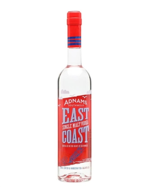 Adnams East Coast vodkaflaske med lys etiket og bølgemotiv