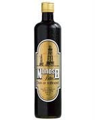 Sort flaske dansk lakridsbitter med rødt etiket