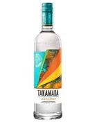 Klar flaske med gul etikette og ananasmotiv, Takamaka Zannanan